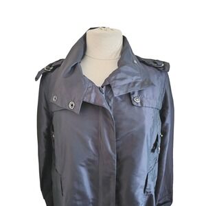 Nine West Womens Full Length Rain Jacket Deep Purple Size Small Casual Outdoor